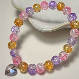 Vibrant Multicolor Beaded Bracelet with Heart Charm